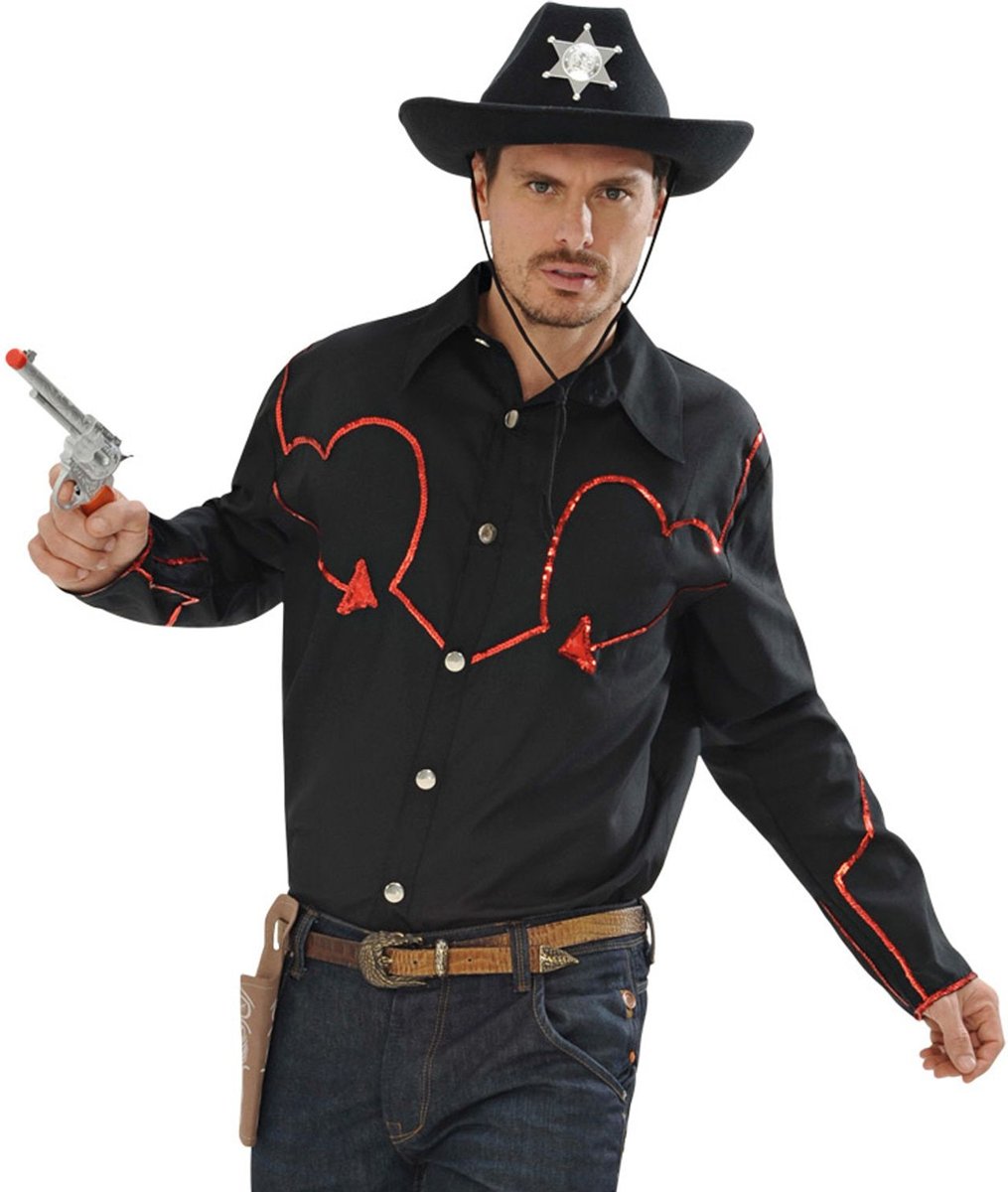 Cowboy & Cowgirl Kostuum | Rodeo Cowboyshirt Met Pailletten Decoratie Man | XL | Carnaval kostuum | Verkleedkleding